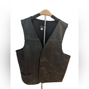 Steer Brand Black Leather Vest - Size (L) - Made in the U.S.A.